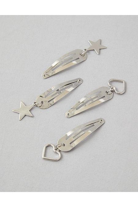 AE Silver-Charm Barrette 4-Pack Women's Silver One Size by AE