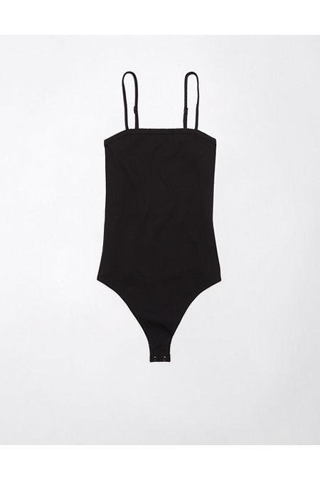 AE Sleeveless Lace-Trim Bodysuit Women's Black M by AE