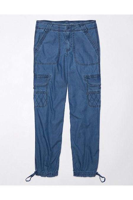 AE Snappy Stretch Convertible Baggy Cargo Jogger Women's Washed Blue 0 Regular by AE