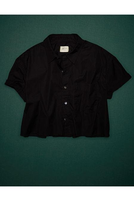 AE77 Premium Boxy Crop Poplin Shirt NULL Black XS by AE