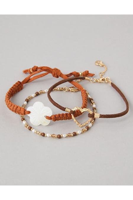 AEO Heart  Flower Bracelet 3-Pack Women's Orange One Size by AE