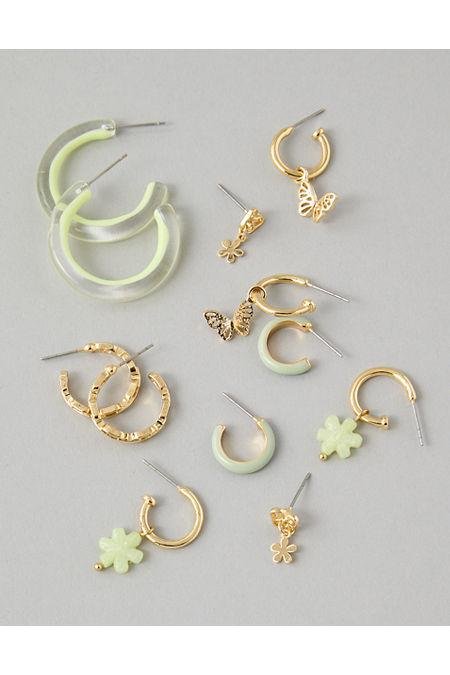 AEO Sage Green Hoop Earrings 6-Pack Women's Gold One Size by AE