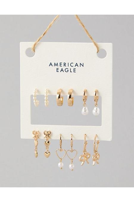 AEO Vintage Heart Hoop Earrings 6-Pack Women's Gold One Size by AE
