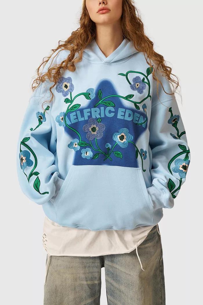 Aelfric Eden Star Rhinestone Floral Hoodie by AELFRIC EDEN