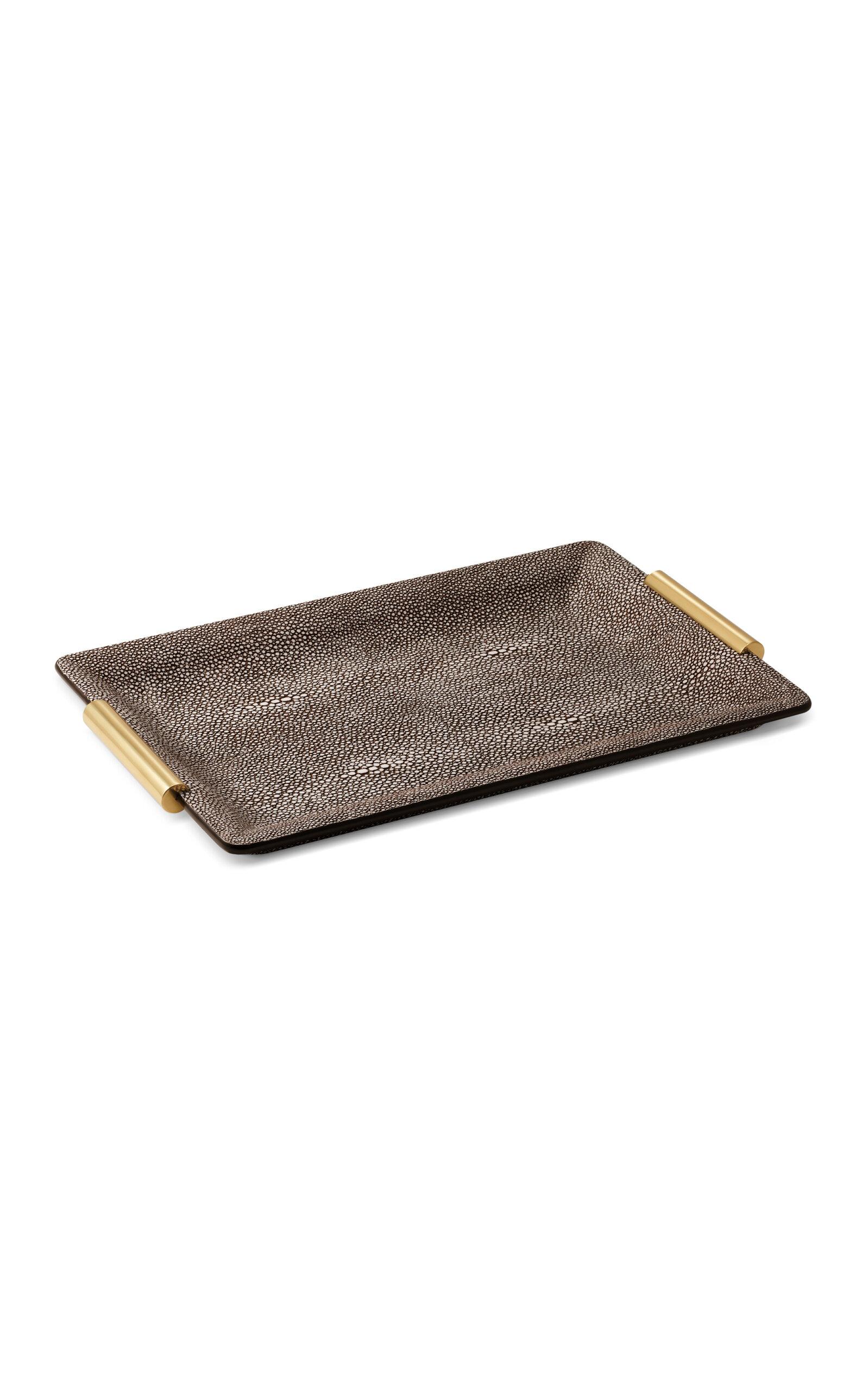 Aerin - Shagreen Vanity Tray; Small; Chocolate - Brown - Moda Operandi by AERIN