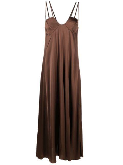 U-neck satin maxi dress by AERON