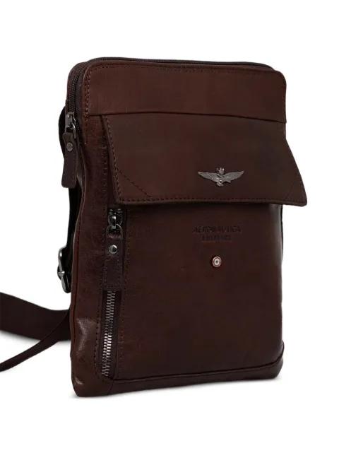 flap-pocket leather messenger bag by AERONAUTICA MILITARE
