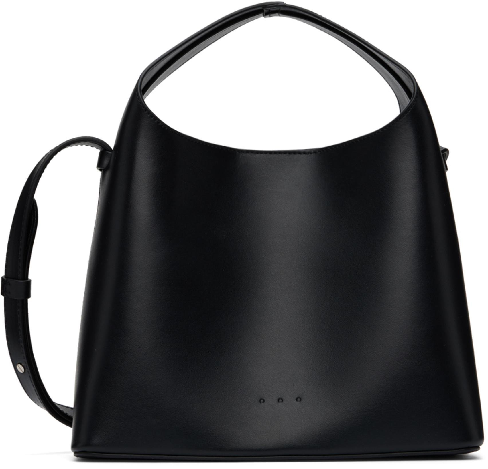 Black Mini Leather Shoulder Bag by AESTHER EKME