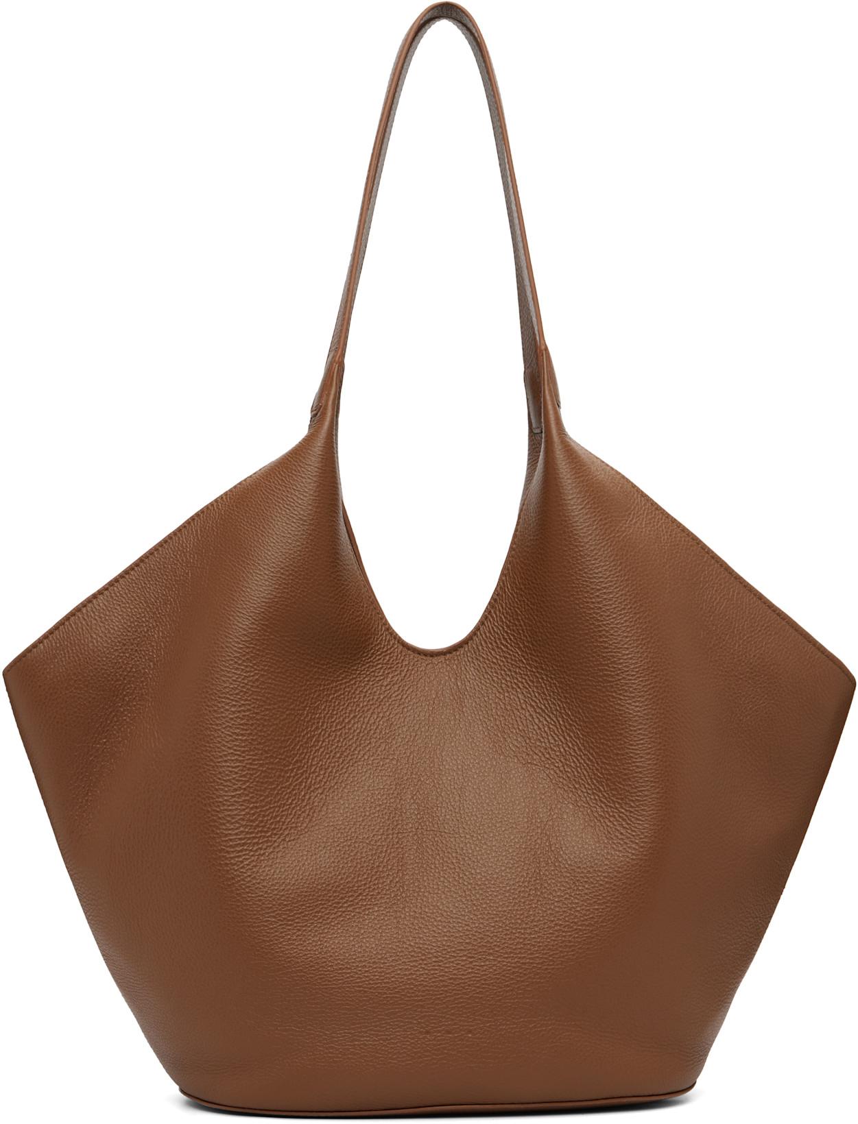 Brown Calfskin Tote by AESTHER EKME