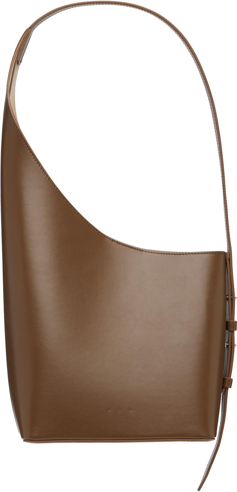 Brown Demi Lune Bag by AESTHER EKME