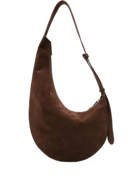suede crescent tote bag by AESTHER EKME