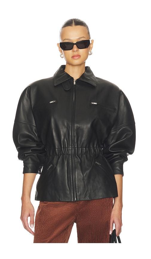 AEXAE Leather Cinched Mid Jacket in Black by AEXAE