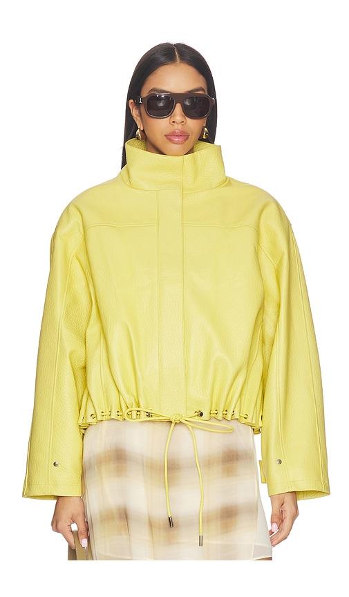 AEXAE Leather Pebble Utility Jacket in Yellow by AEXAE