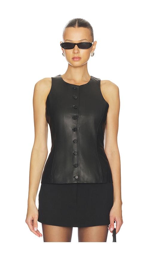AEXAE Leather Peplum Top in Black by AEXAE
