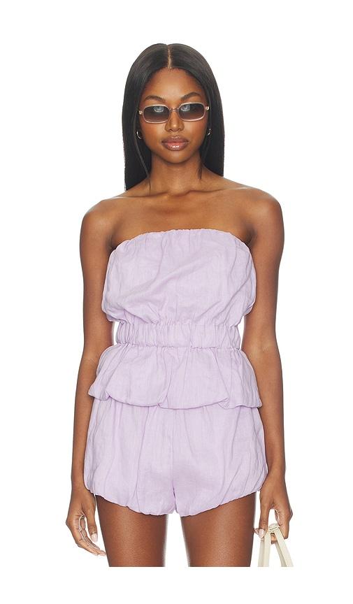 AEXAE Linen Bandeau Ruched Top in Lavender by AEXAE