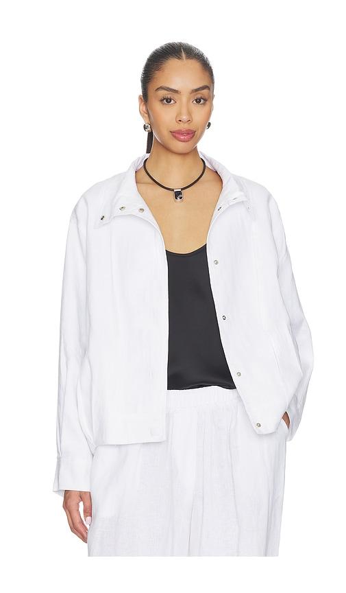 AEXAE Linen Bomber Jacket in White by AEXAE