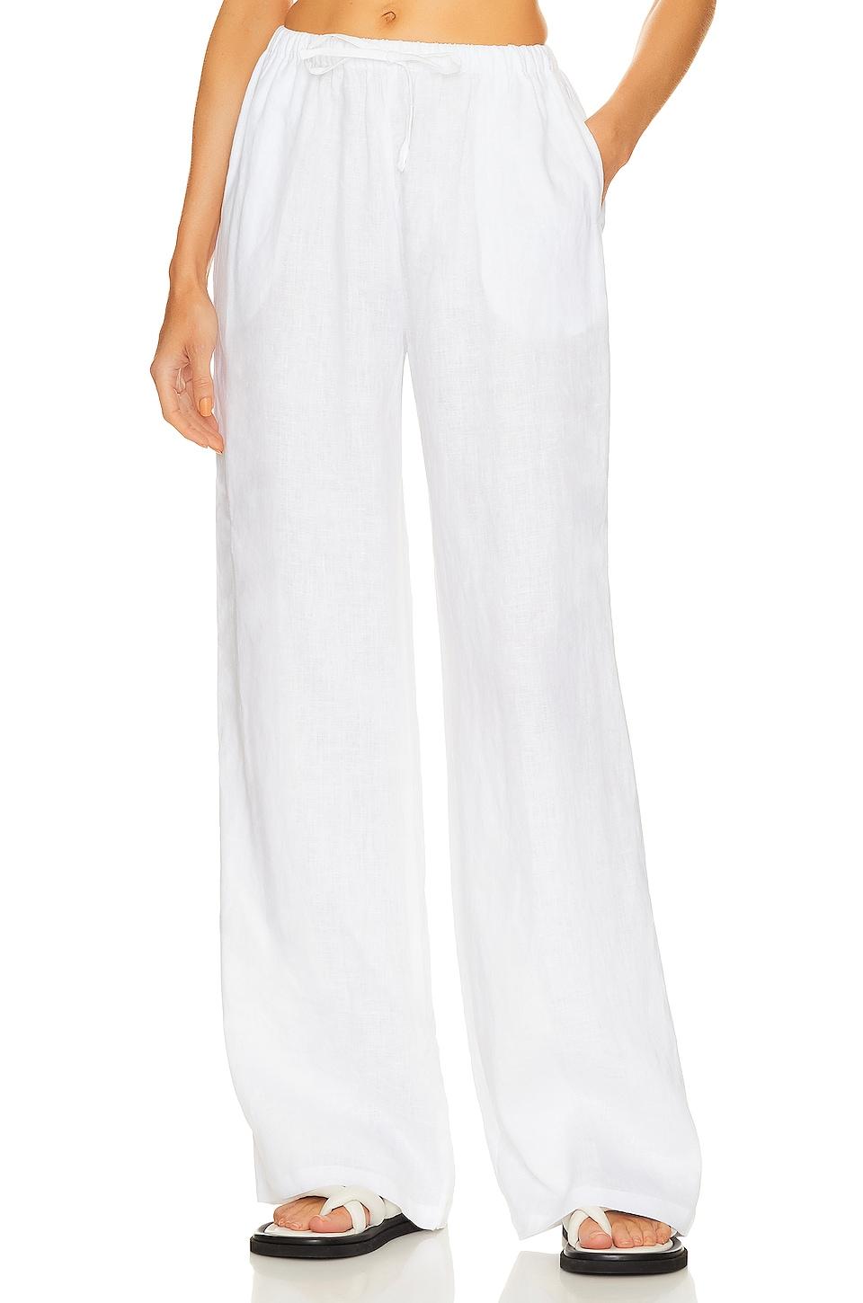 AEXAE Linen Drawstring Trouser in White by AEXAE