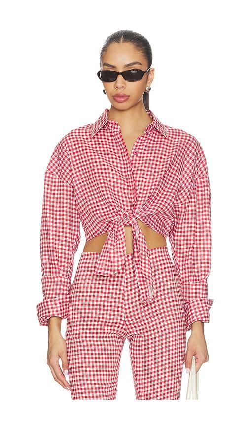 AEXAE Linen Shirt Tie Top in Red by AEXAE