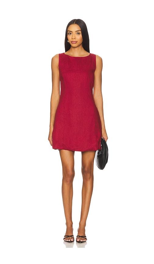 AEXAE x REVOLVE Boat Neck Low Back Mini Dress in Burgundy by AEXAE