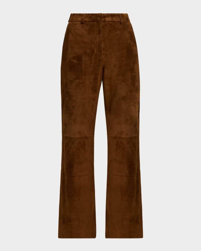 Suede Straight-Leg Pants by AEXAE
