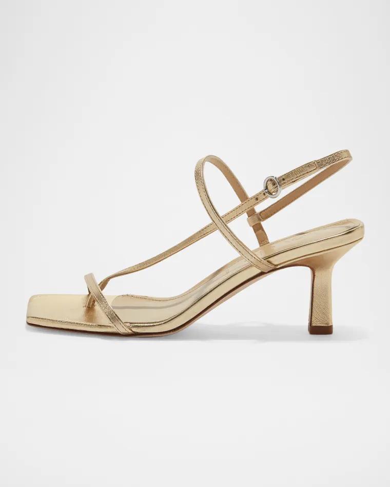 65mm Elise Metallic Nappa Leather Sandals by AEYDE