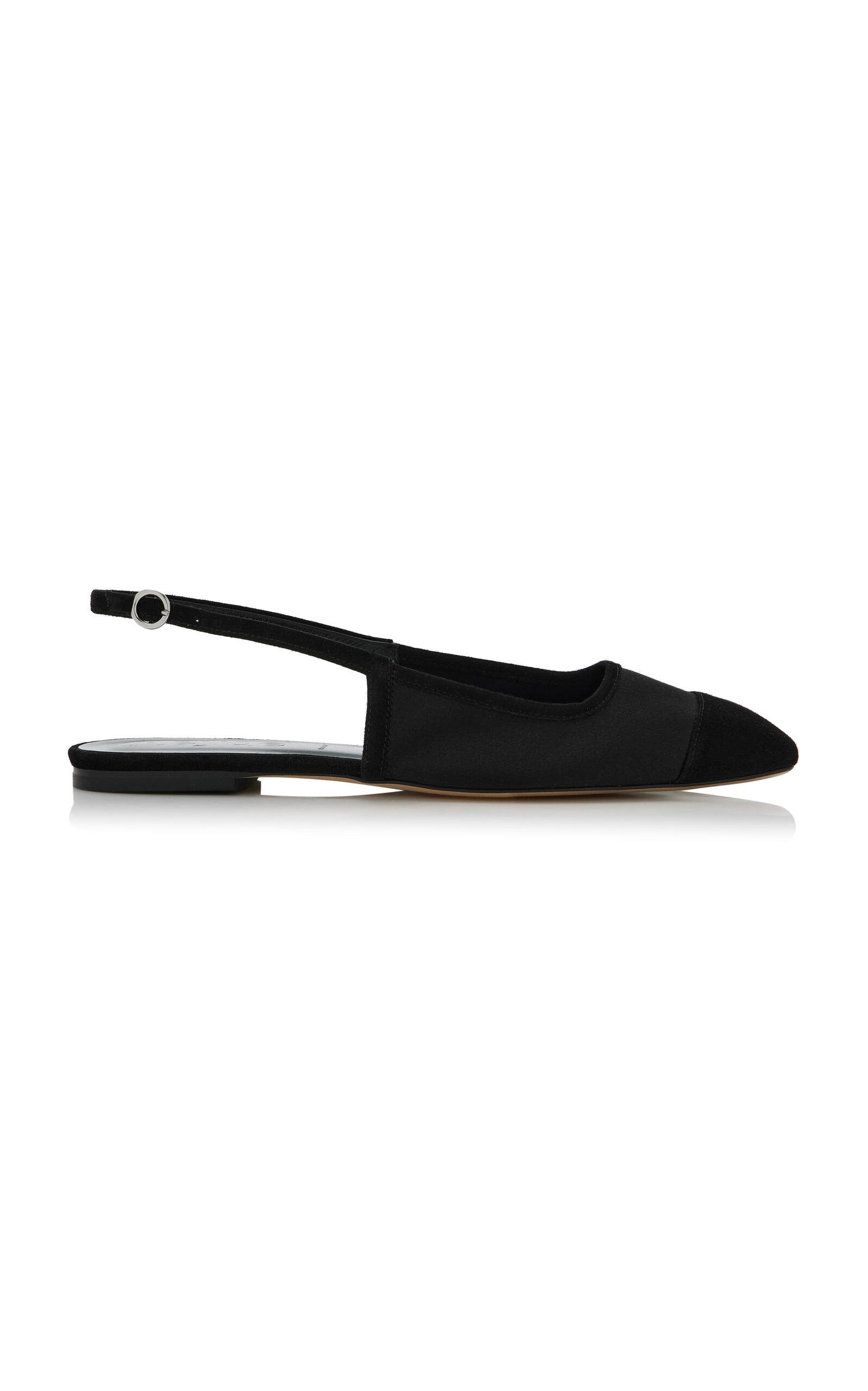Aeyde Geraldine Suede-Trimmed Satin Slingback Flats - Moda Operandi by AEYDE