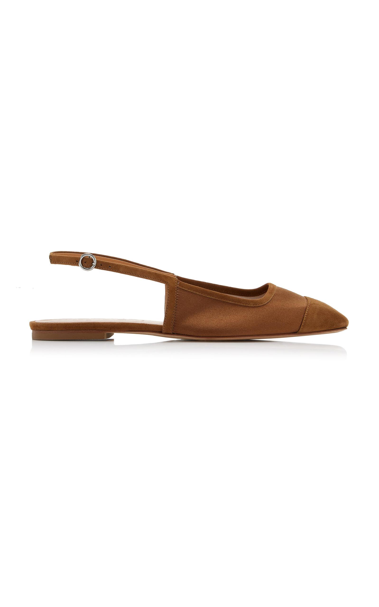 Aeyde Geraldine Suede-Trimmed Satin Slingback Flats - Moda Operandi by AEYDE