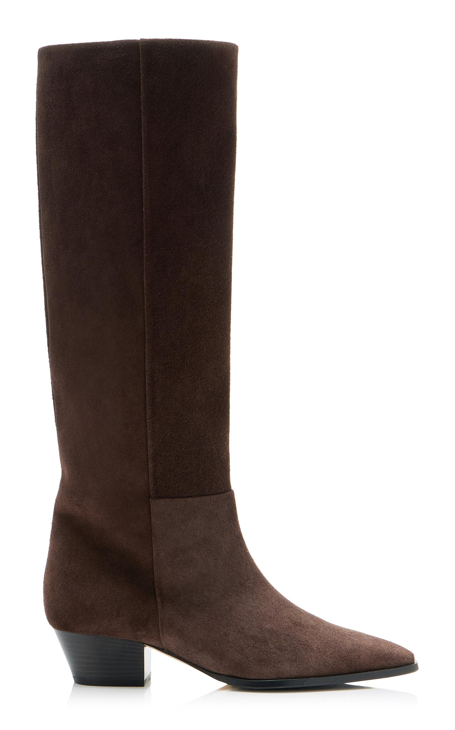 Aeyde - Medea Suede Knee Boots - Brown - - Moda Operandi by AEYDE