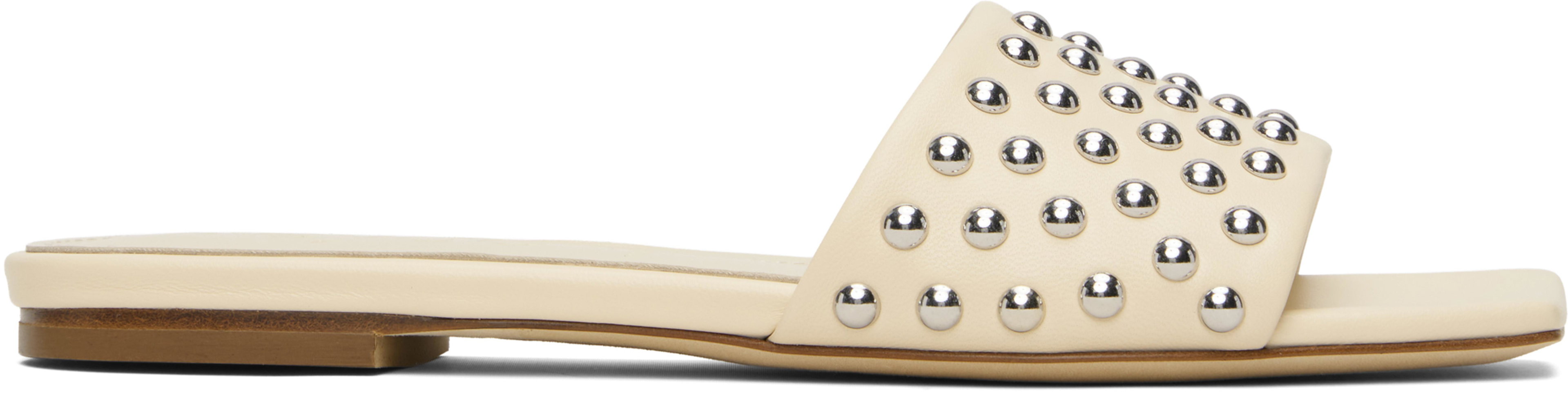 Beige Anna Studded Leather Sandals by AEYDE
