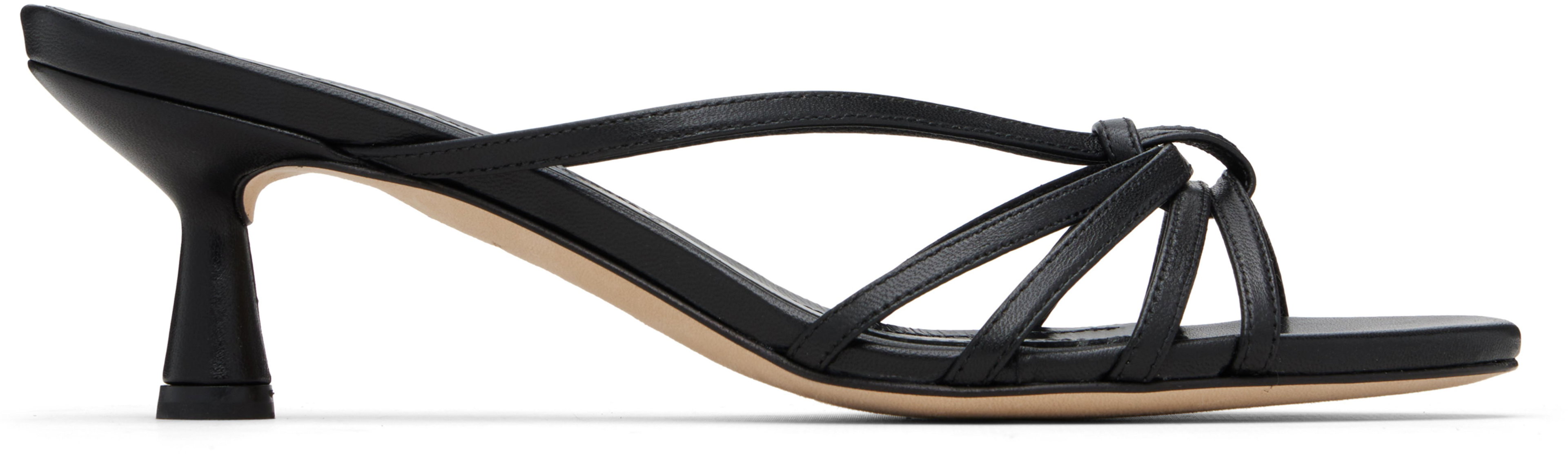 Black Abby Leather Heeled Sandals by AEYDE