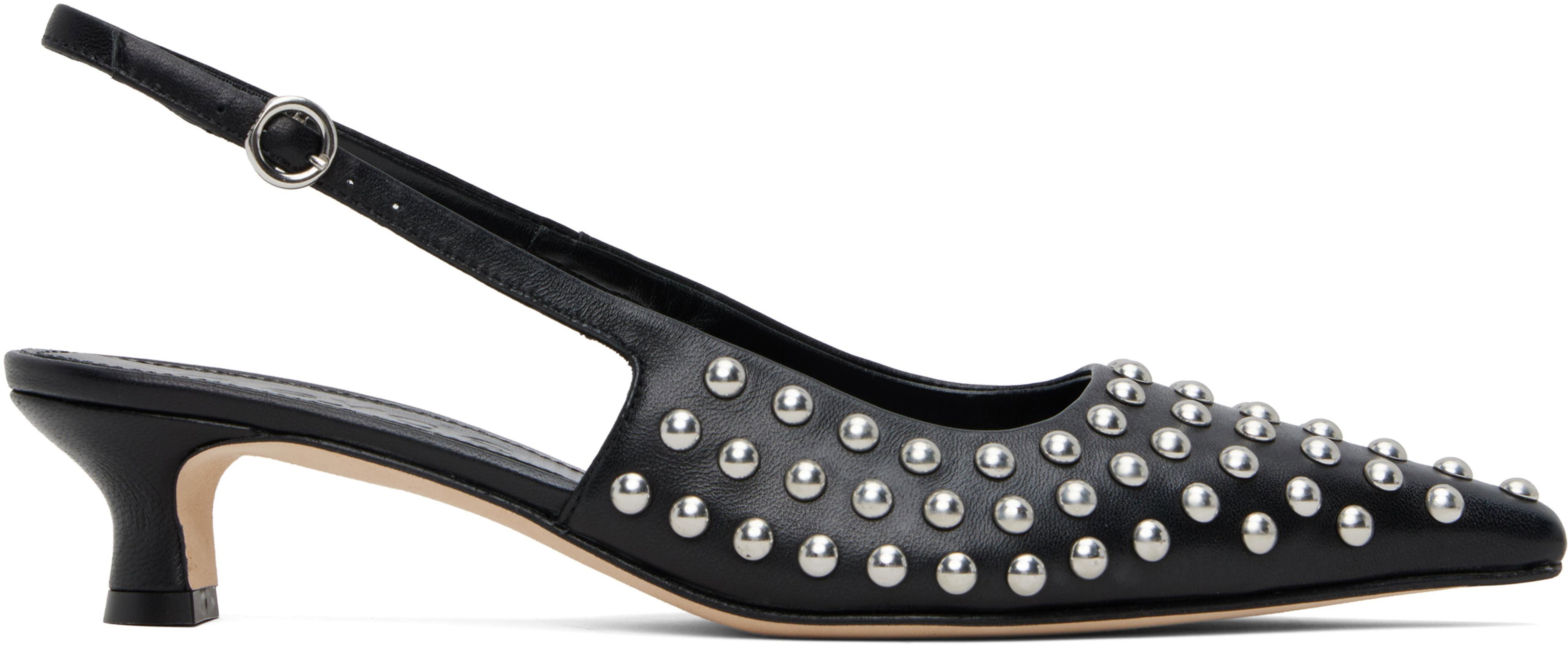 Black Catrina Studded Slingback Heels by AEYDE