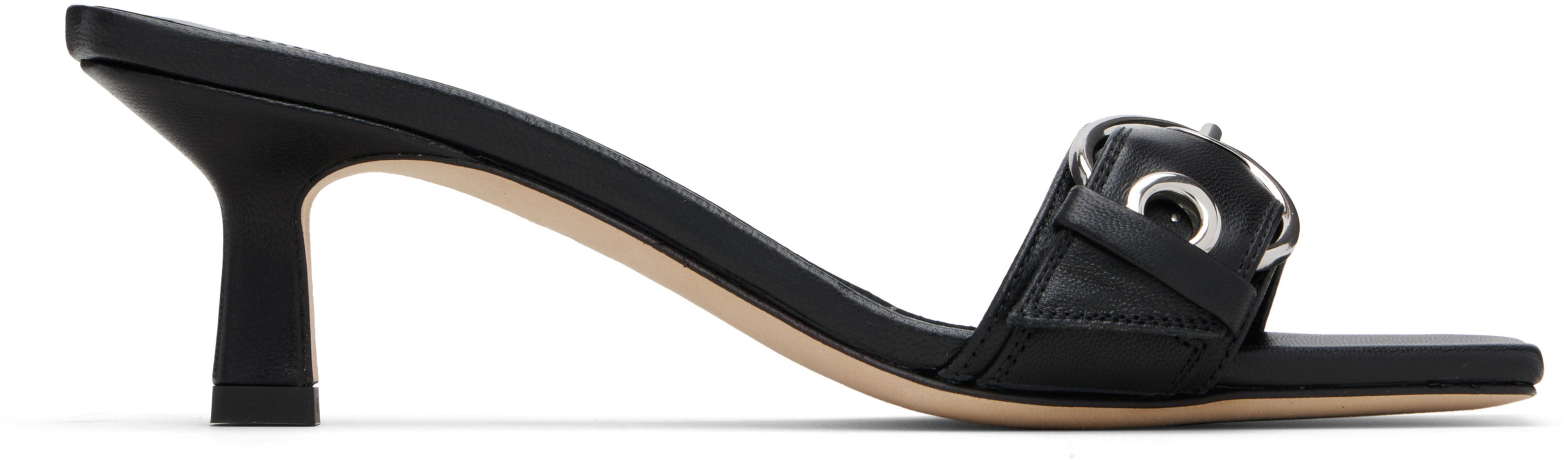 Black Gilly Eyelet Heeled Sandals by AEYDE