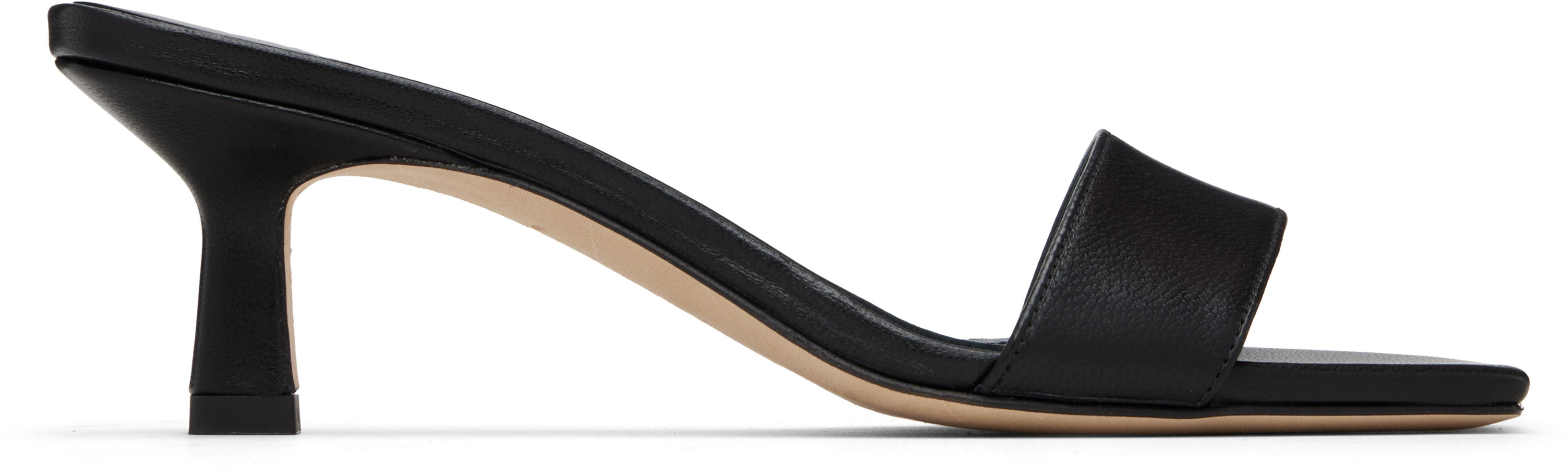 Black Gilly Leather Heeled Sandals by AEYDE