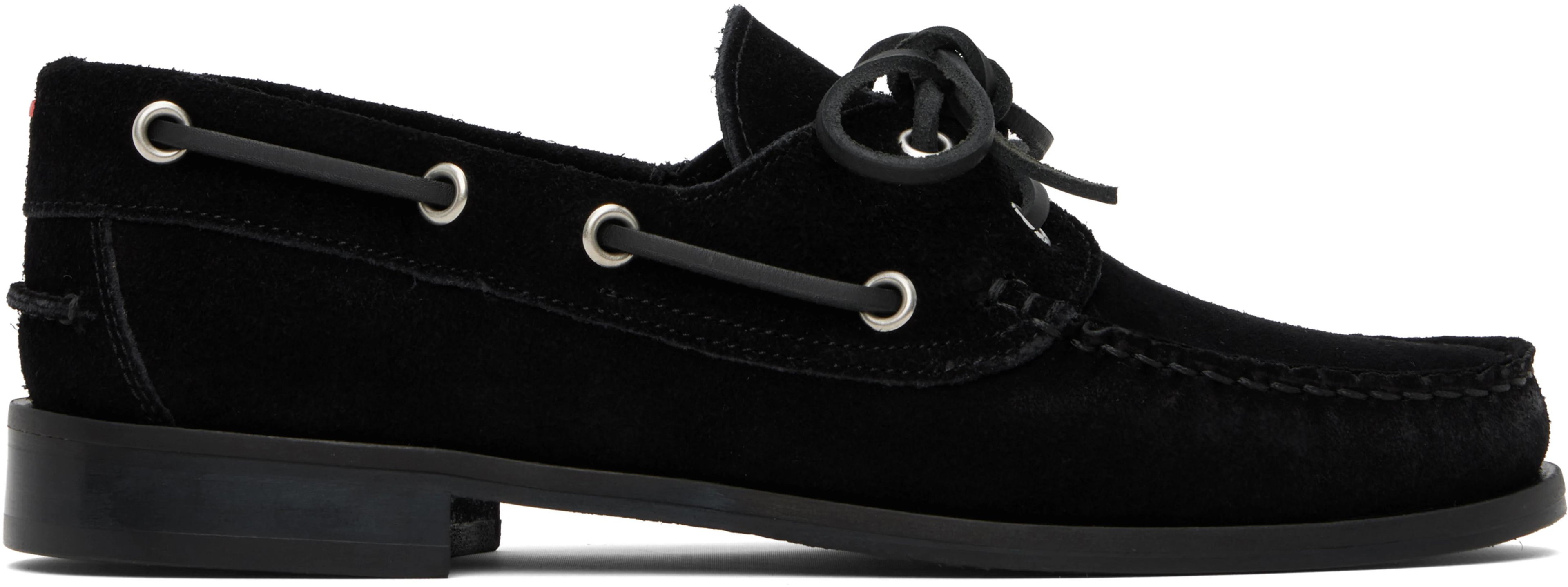 Black Harris Suede Boat Shoes by AEYDE