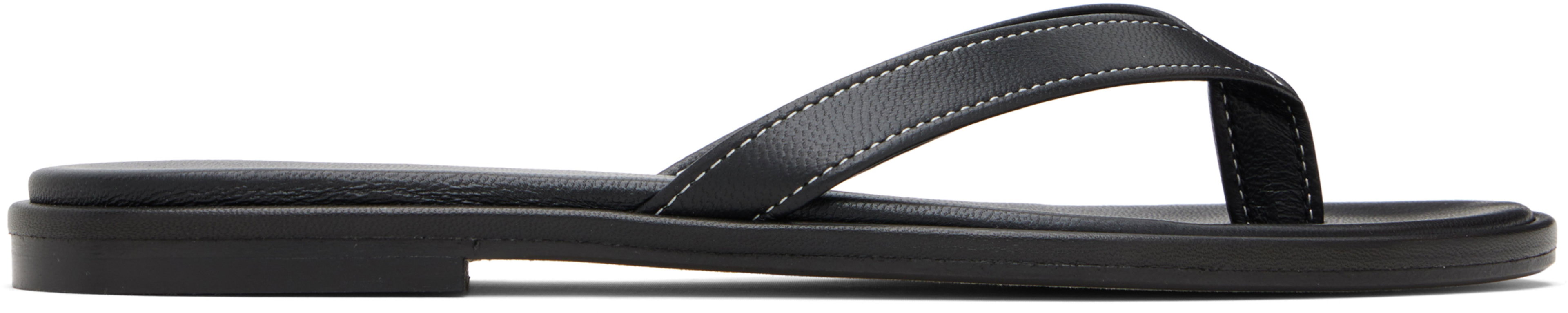Black Melody Leather Thong Sandals by AEYDE