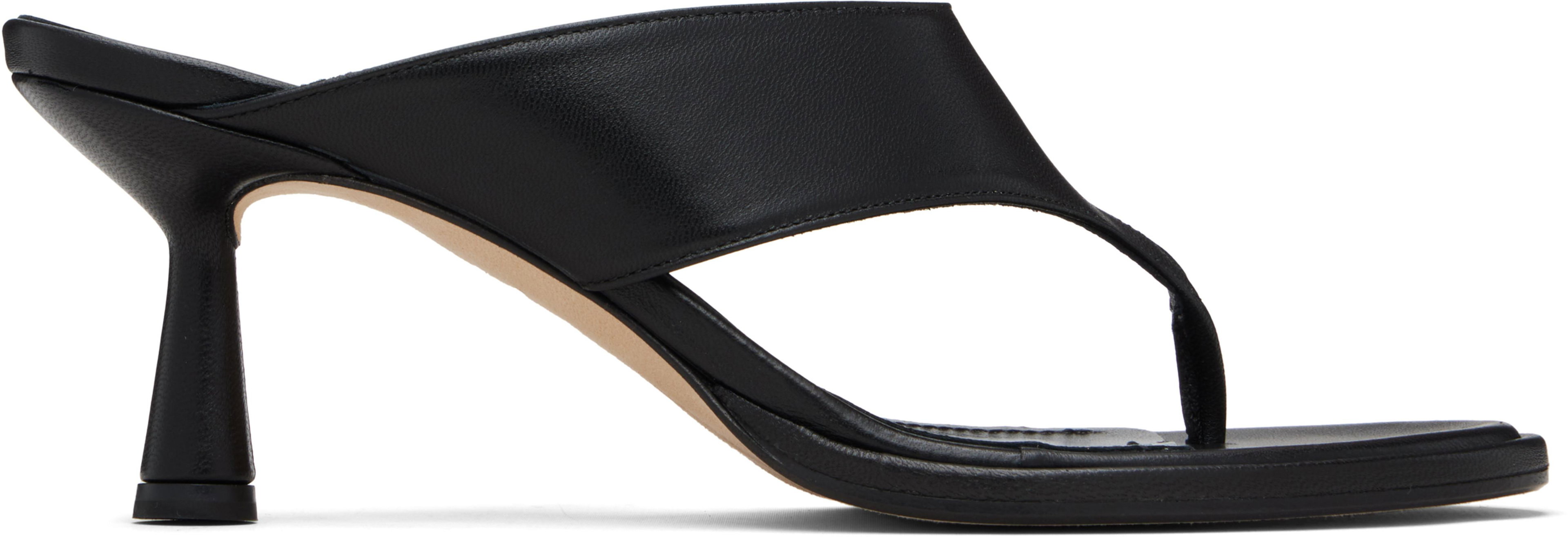 Black Olenna Thong Heeled Sandals by AEYDE