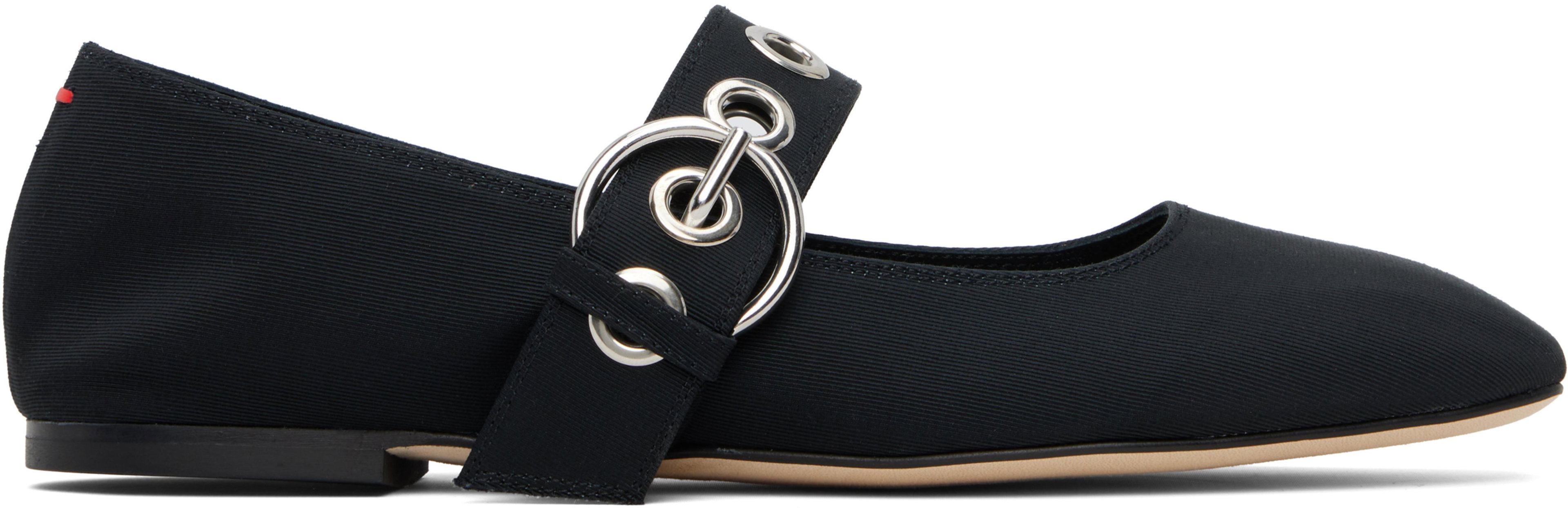 Black Uma Eyelet Mary-Jane Ballerina Flats by AEYDE