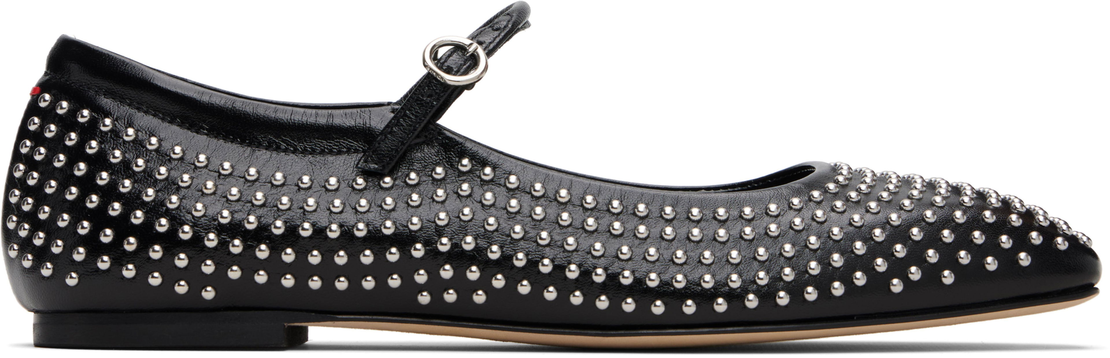 Black Uma Mini Stud Mary-Jane Flats by AEYDE