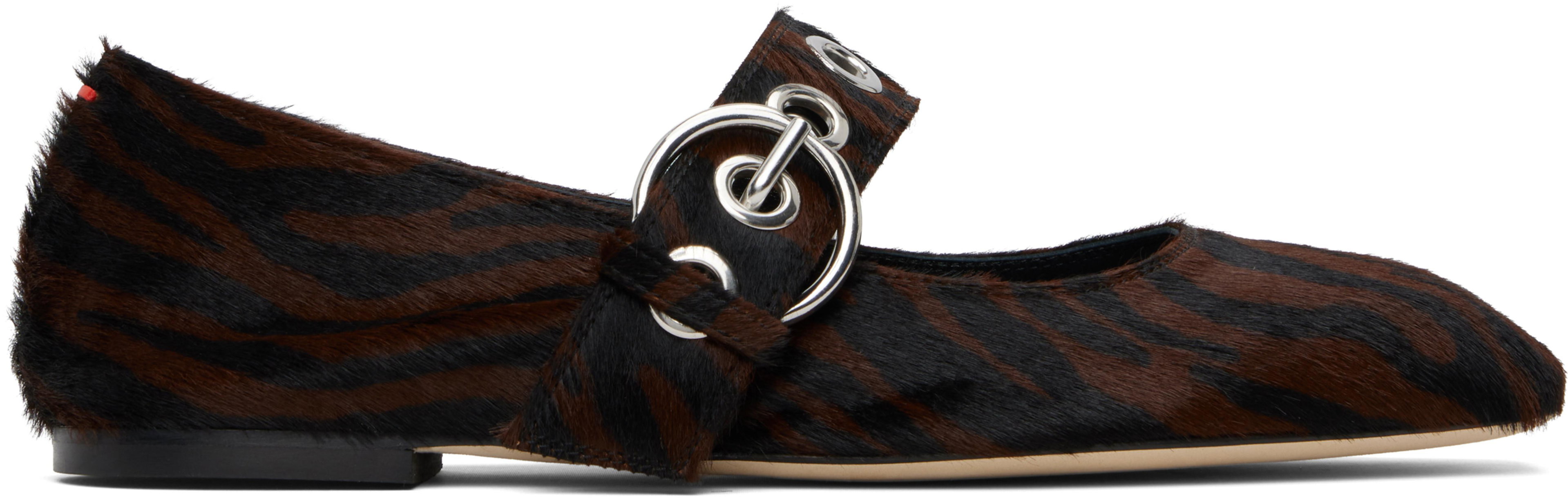 Black & Brown Uma Eyelet Mary-Jane Ballerina Flats by AEYDE