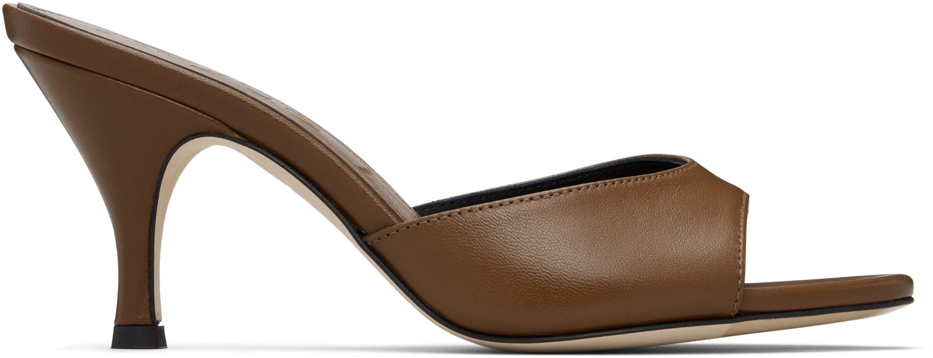 Brown Samia Stiletto Mule Heeled Sandals by AEYDE Brown Samia Stiletto Mule Heeled Sandals by AEYDE