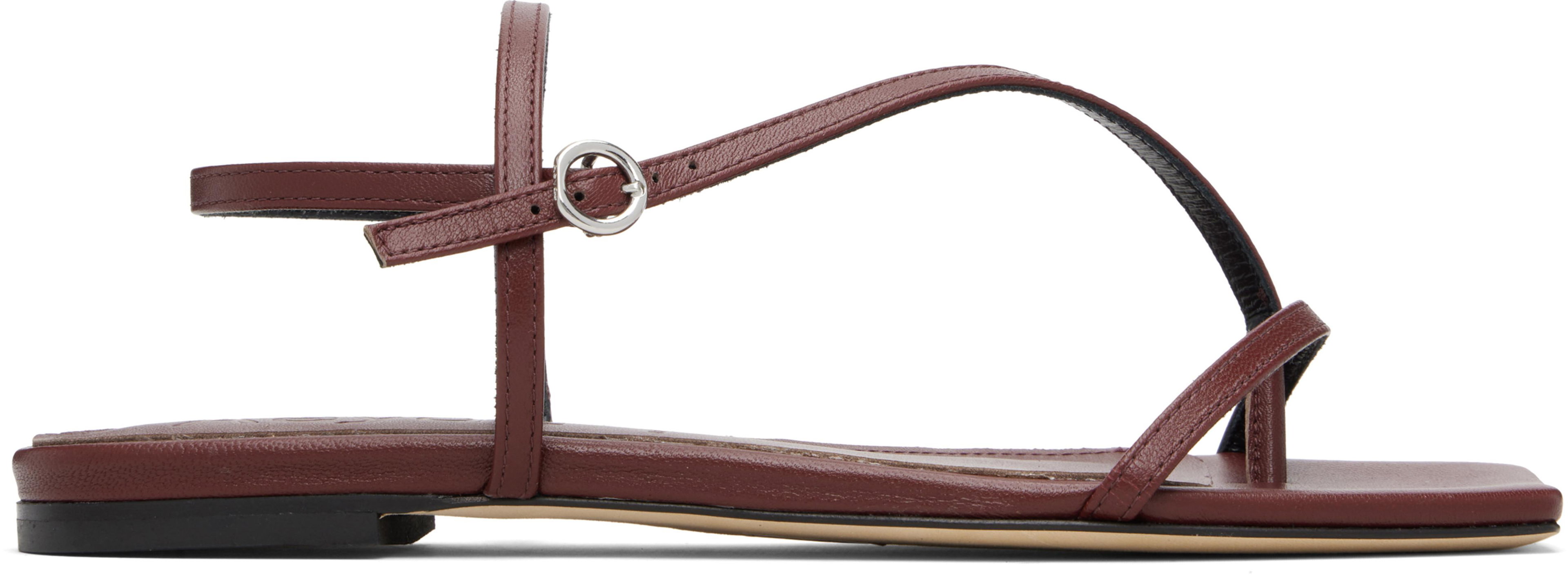 Burgundy Ella Square-Toe Sandals by AEYDE