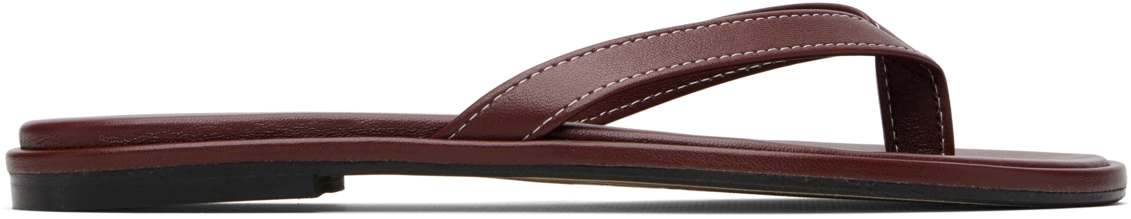 Burgundy Melody Leather Thong Sandals by AEYDE