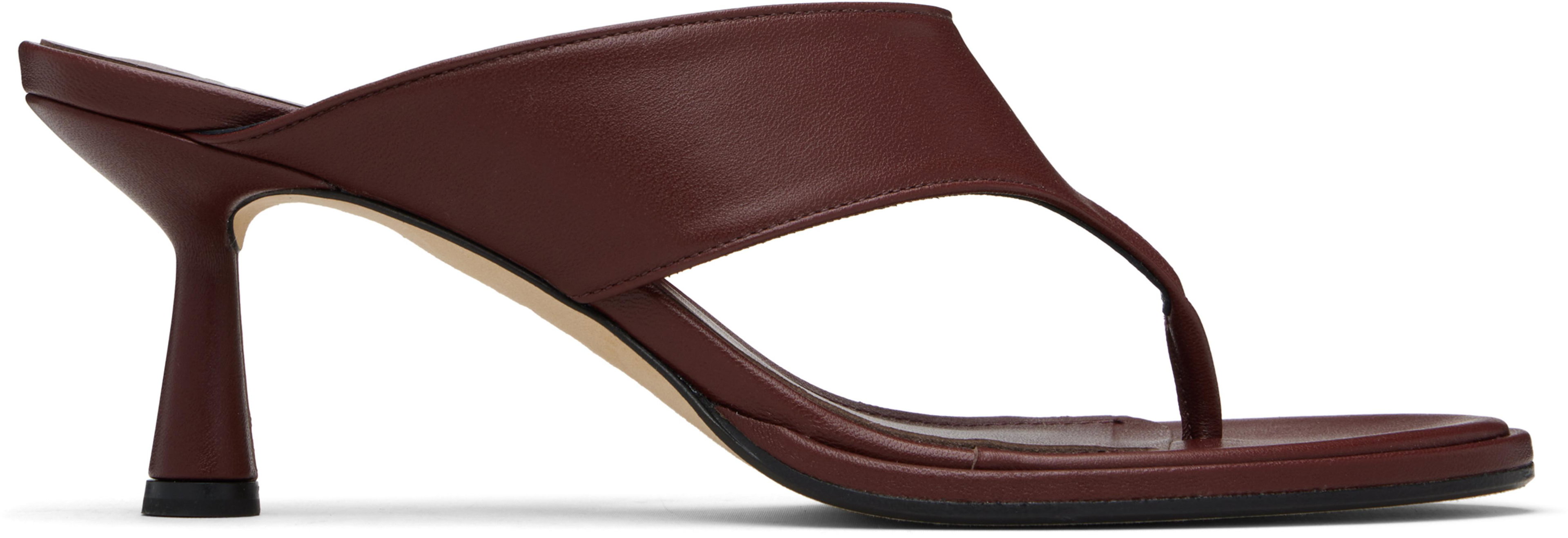 Burgundy Olenna Thong Heeled Sandals by AEYDE