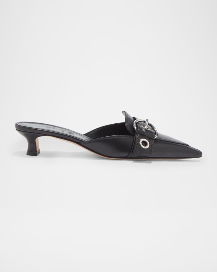 Danielle Leather Kitten Mule Pumps by AEYDE