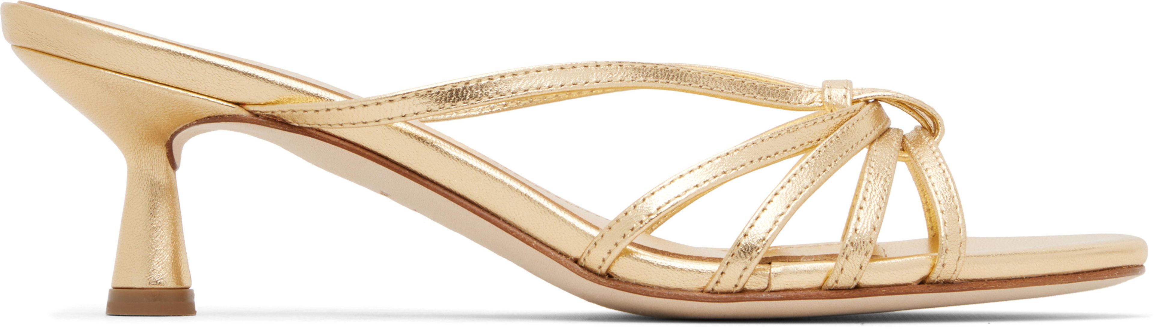 Gold Abby Leather Heeled Sandals by AEYDE