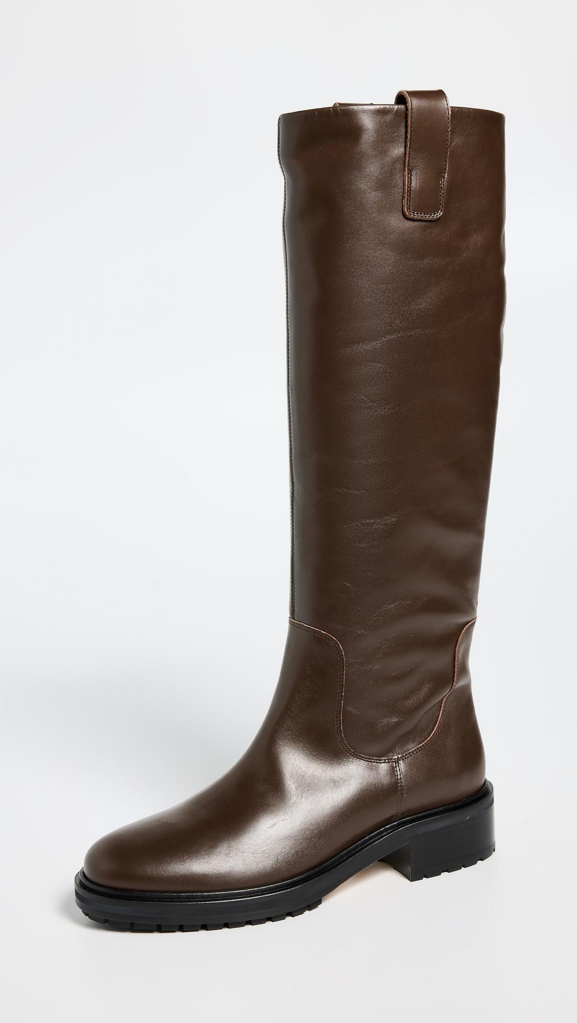 Henry Calf Leather Moka Riding Boots by AEYDE