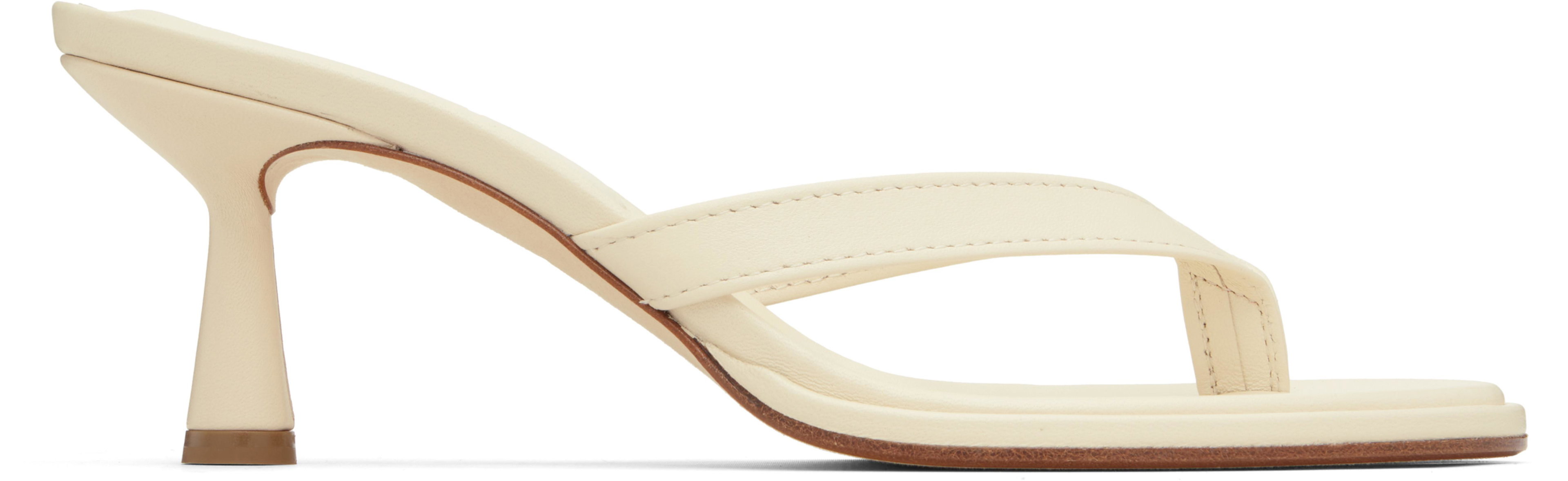 Off-White Daphne Leather Thong Heeled Sandals by AEYDE Off-White Daphne Leather Thong Heeled Sandals by AEYDE