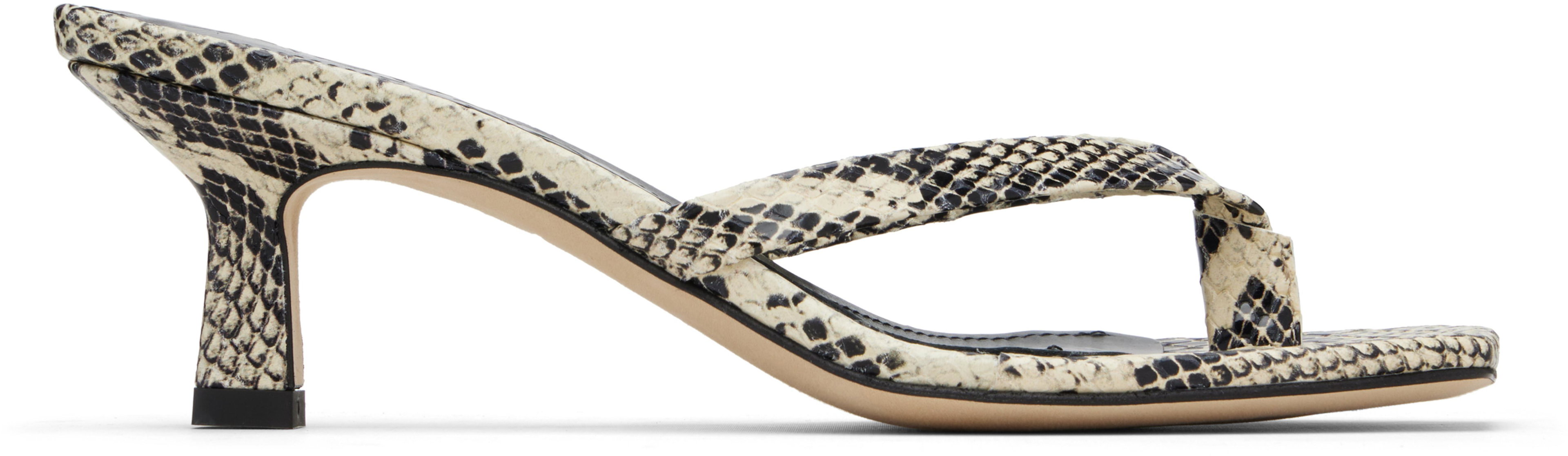 Off-White & Black Wilma Leather Thong Heeled Sandals by AEYDE