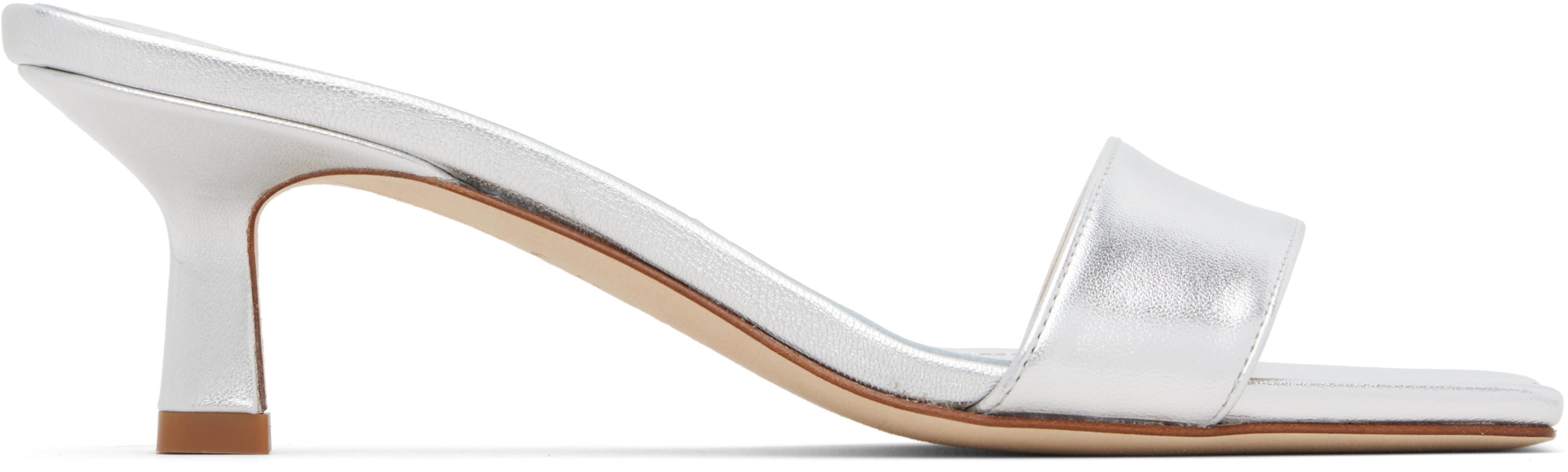 Silver Gilly Leather Heeled Sandals by AEYDE