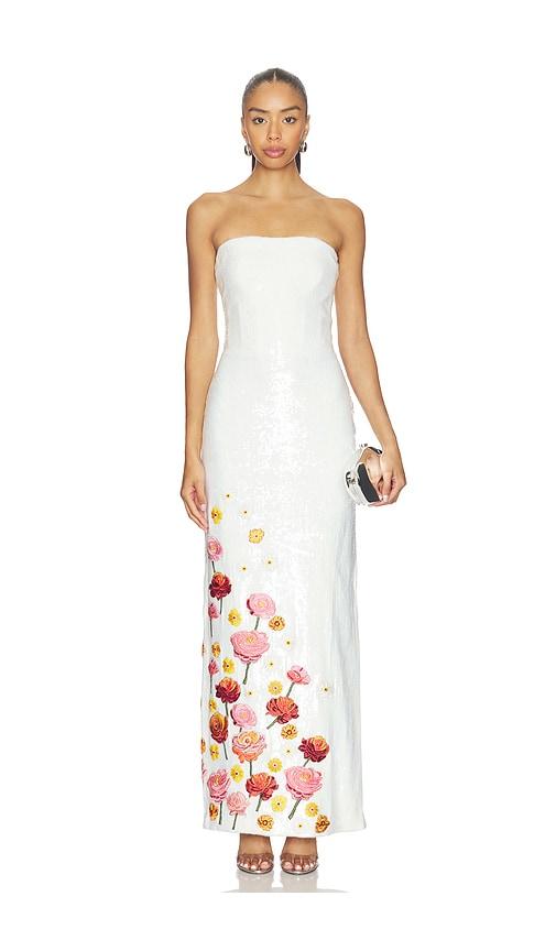 AFEW Rahul Mishra Rahul Mishra Sequined Corset Maxi Dress in White by AFEW RAHUL MISHRA